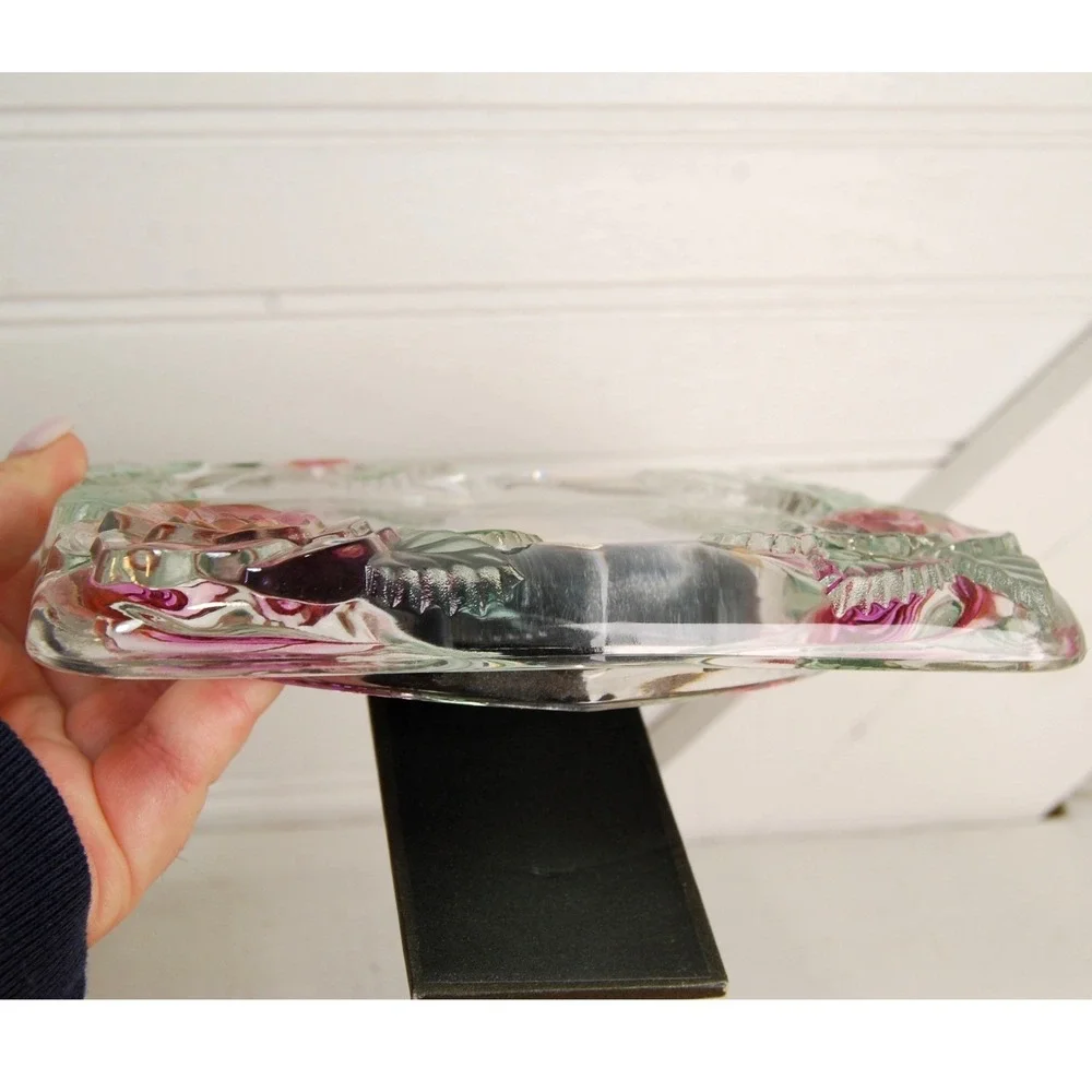 Vintage Glass Picture frame NWT Studio Nova Etched painted roses‎ 4x6 Home Decor